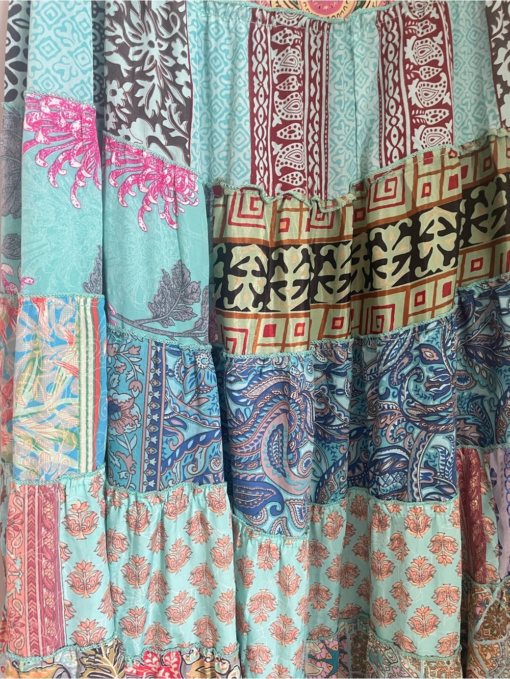 Boho Cottagecore Patchwork Maxi Skirt Size Medium Festival Indie - Picture 7 of 9